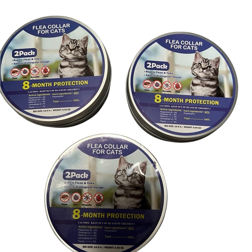 Leafloom Flea and Tick Collar for Cats, 8 Month Protection - 3 Packs of 2 Exp 28